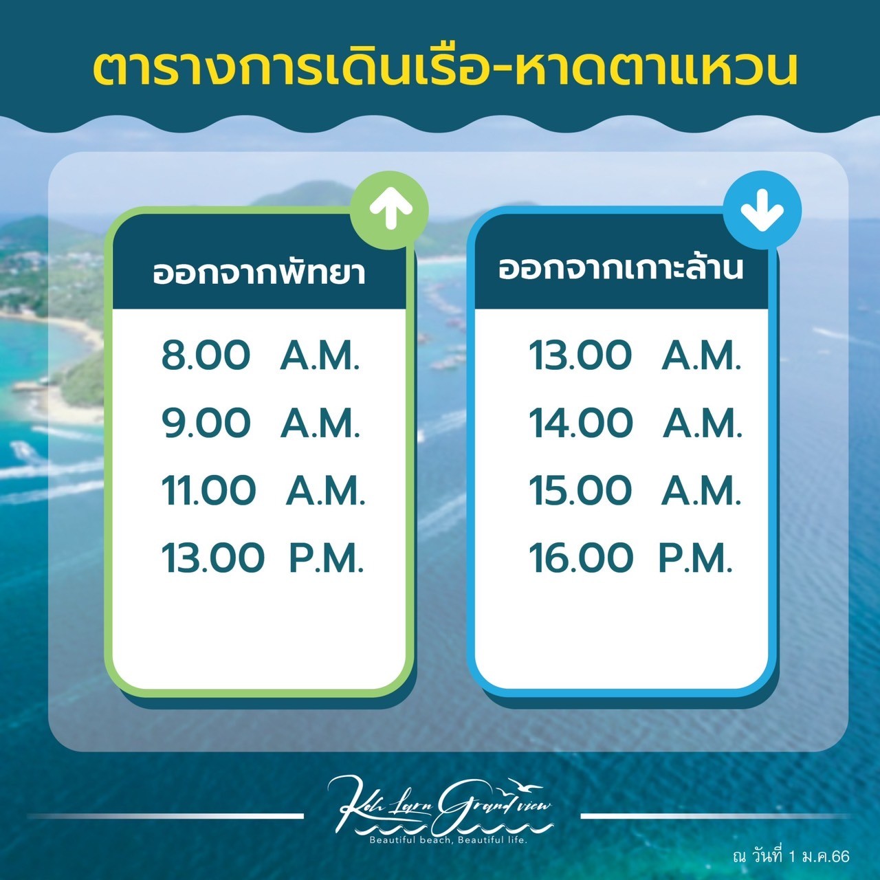 รอบเรือเกาะล้าน 2025 อัปเดตล่าสุด 5 ตารางเรือเกาะล้าน: รอบไป-กลับจากพัทยา